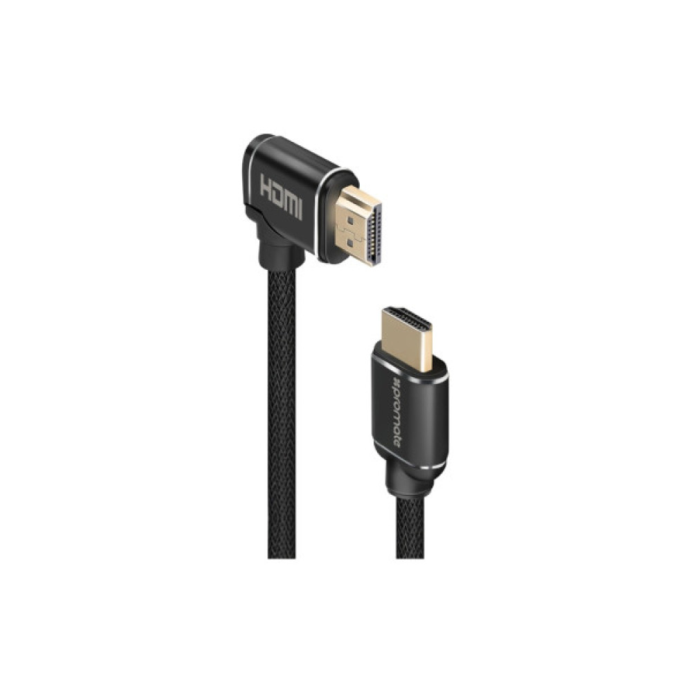 Кабель мультимедійний HDMI M to HDMI M V2.0 5.0m 90° corner Promate (prolink4k1-500.black)