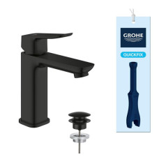 Змішувач для раковини Grohe QuickFix Dice Black M-розміру, довж. виливу - 116мм, неповоротний, 1 важіль, чорний матовий