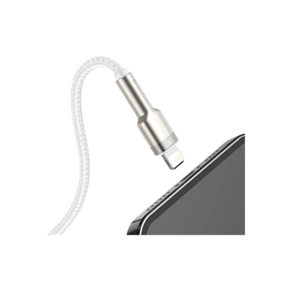 Дата кабель USB 2.0 AM to Lightning 1.0m Cafule Series Metal 2.4A White Baseus (CALJK-A02)
