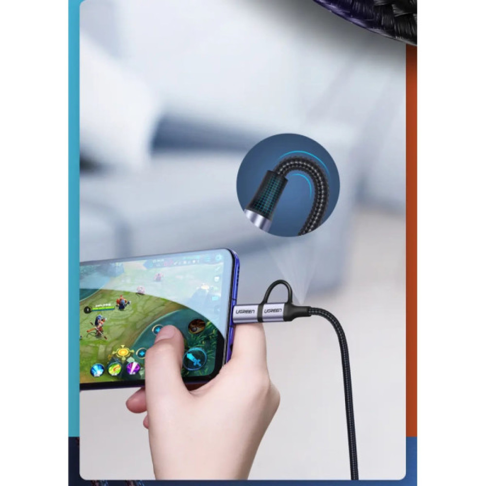 Дата кабель USB 2.0 AM to USB-C + Micro 5P 1.0m 3A US177 black Ugreen (30875)