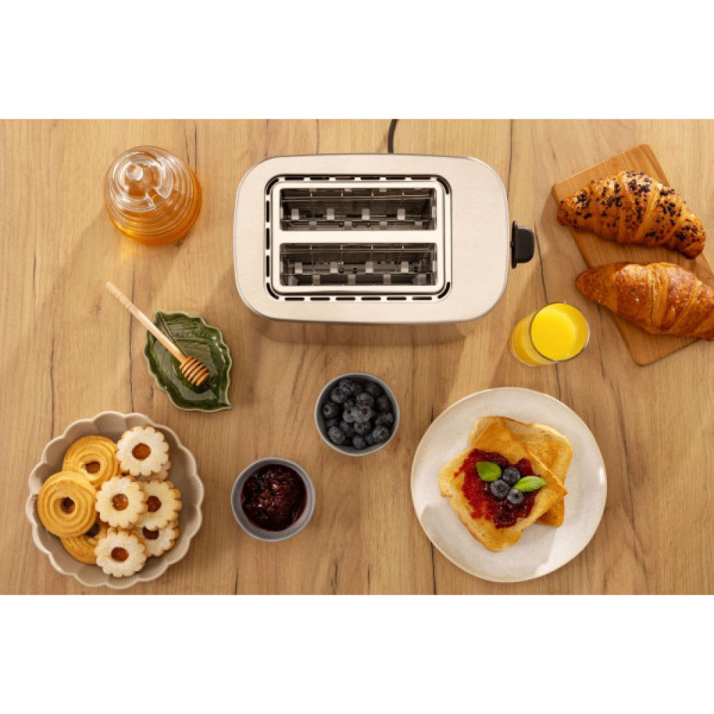 Тостер Gorenje 800Вт, підігрів, розморожування, пластик, сріблястий