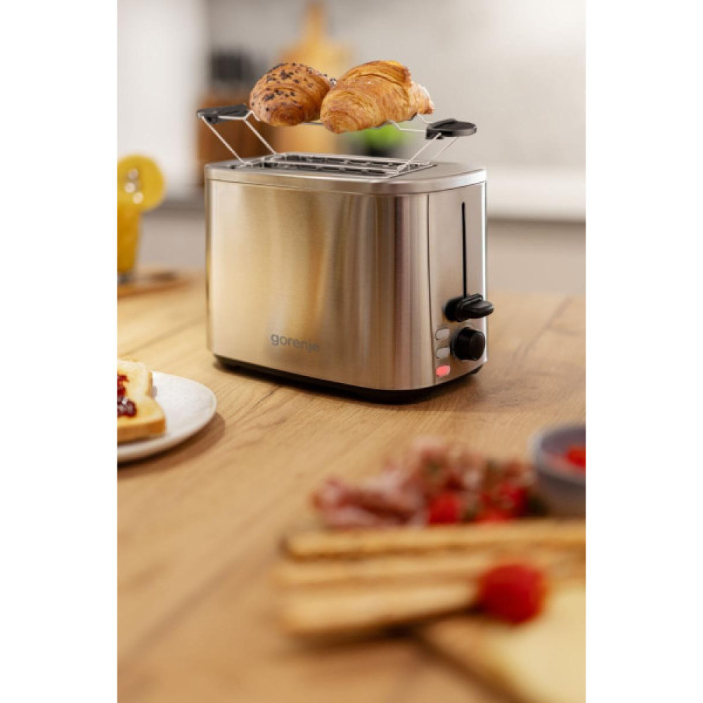 Тостер Gorenje 800Вт, підігрів, розморожування, пластик, сріблястий