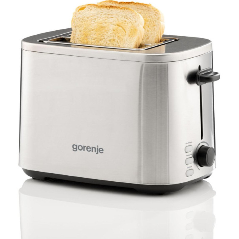Тостер Gorenje 800Вт, підігрів, розморожування, пластик, сріблястий