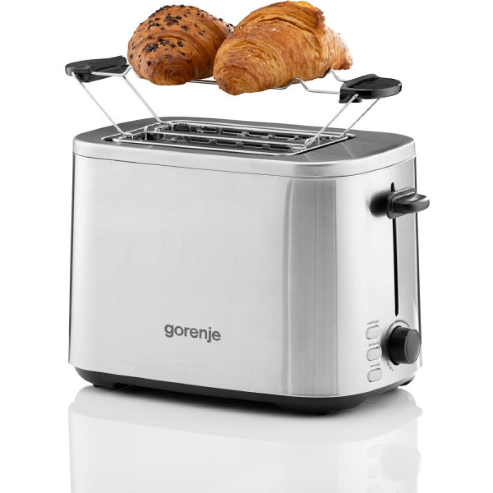 Тостер Gorenje 800Вт, підігрів, розморожування, пластик, сріблястий