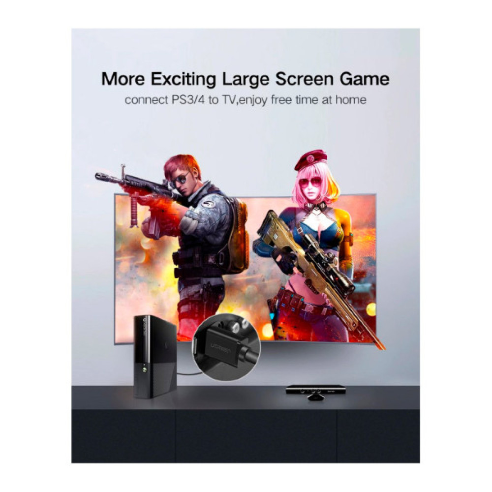 Кабель мультимедійний HDMI M to HDMI M 10.0m HD104 black UGREEN (10110)