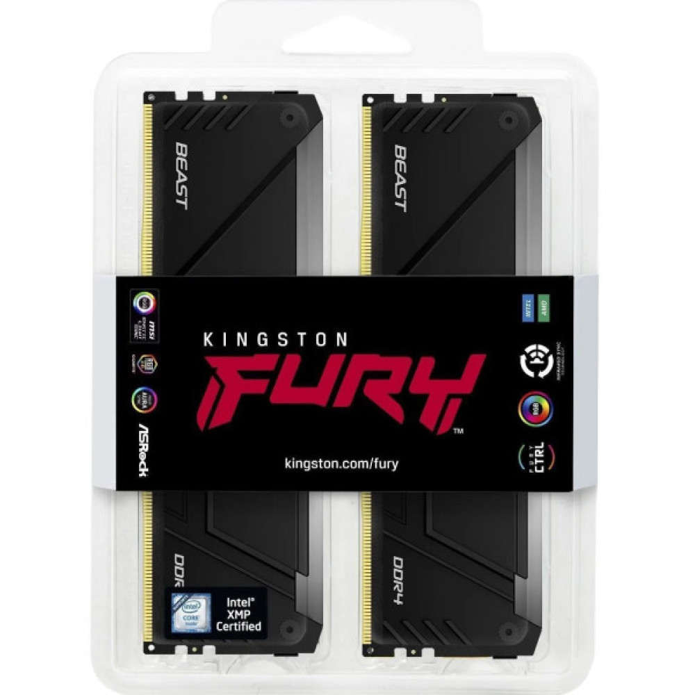 Пам'ять ПК Kingston DDR4 16GB KIT (8GBx2) 3200 FURY Beast RGB