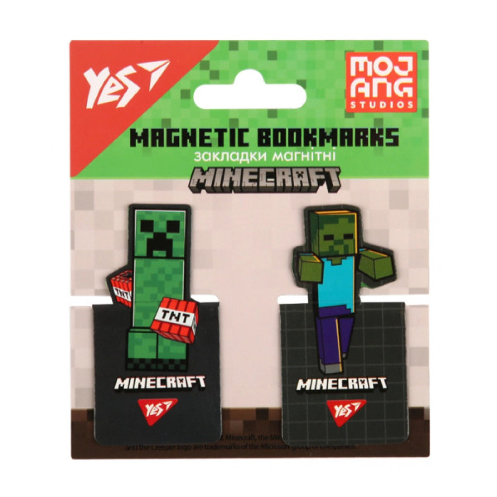 Закладки для книг Yes магнітні Minecraft, висікання, 2 шт (708397)