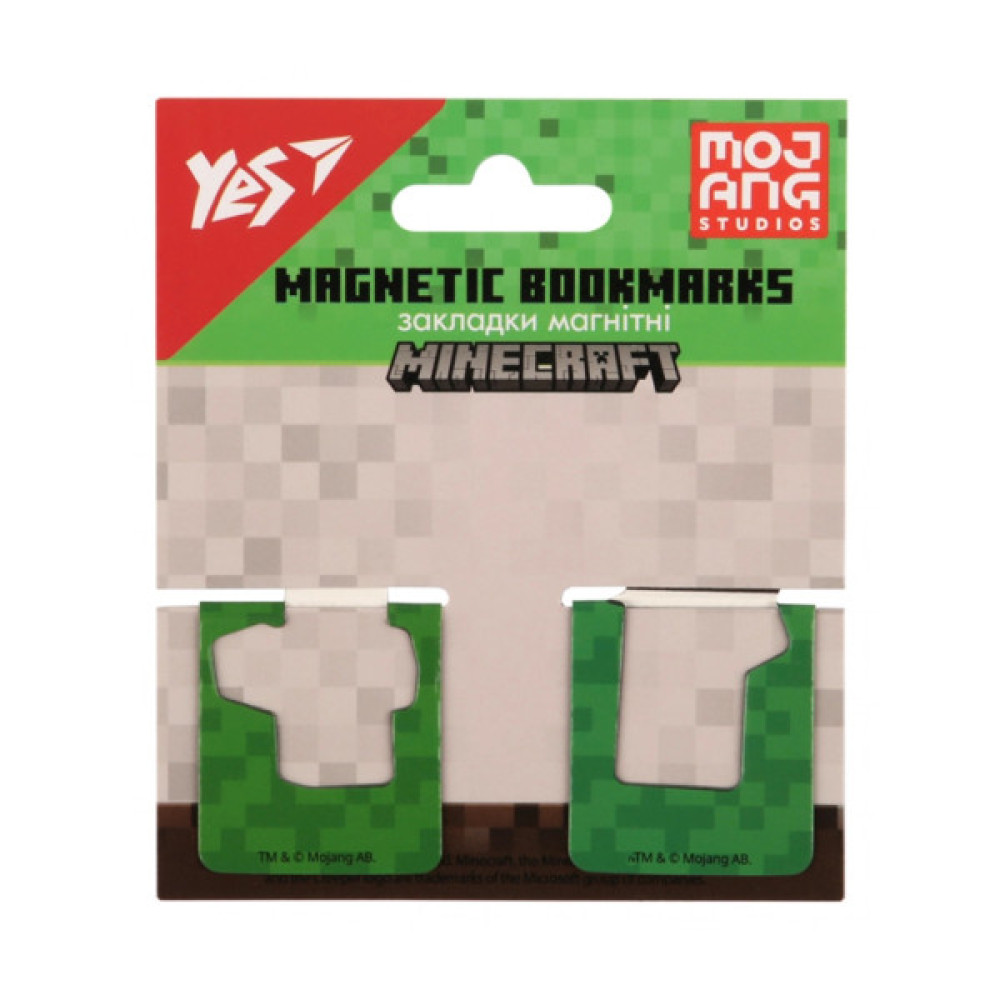 Закладки для книг Yes магнітні Minecraft, висікання, 2 шт (708397)