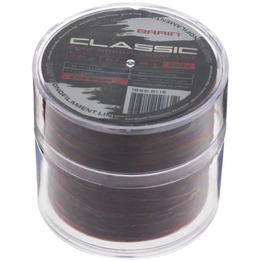 Волосінь Brain Classic Carp Line (dark brown) 600m 0.35mm 25lb 10.7kg (1858.81.16)