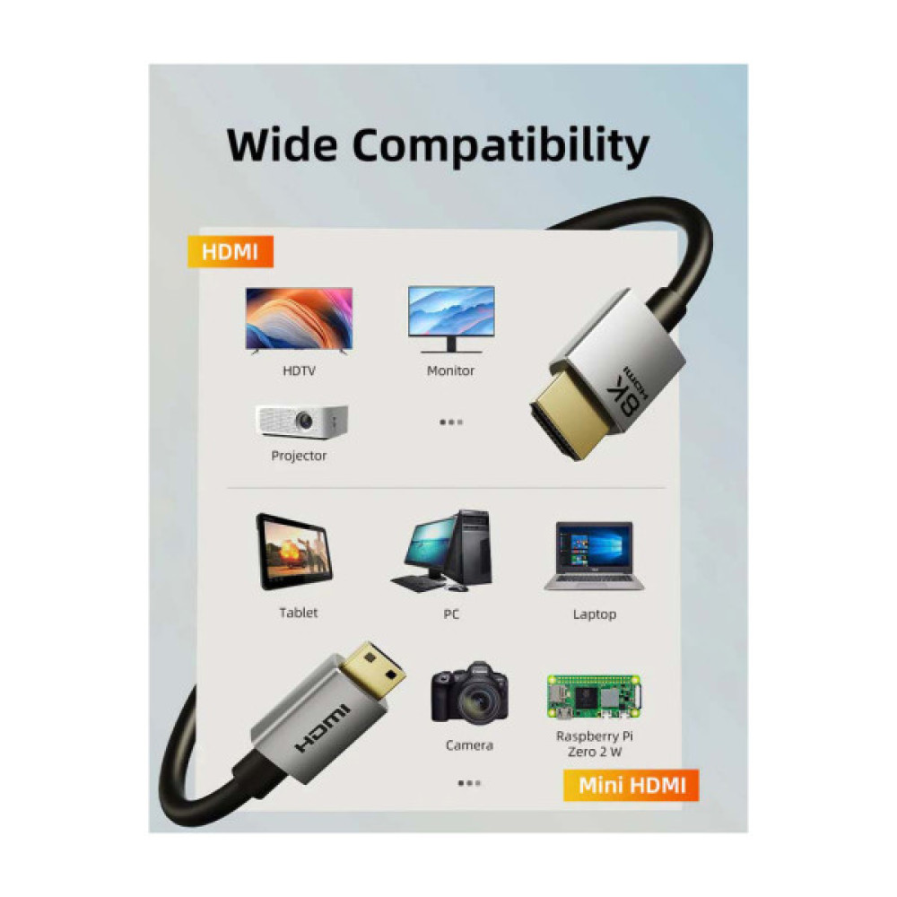 Кабель мультимедійний HDMI mini M to HDMI M 0.5m 8K60Hz Cabletime (CA915859)