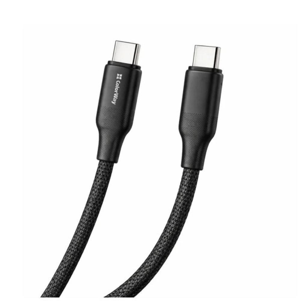 Дата кабель USB-C to USB-C 2.0m 3A 60W TPE embossed black ColorWay (CW-CBPDCC102-BK)