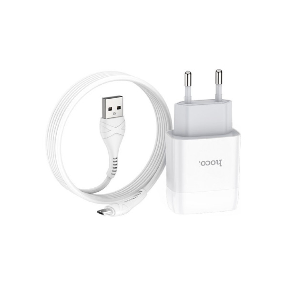 Зарядний пристрій HOCO C72A Glorious USB + cable Micro 10.5W White (6931474713001)
