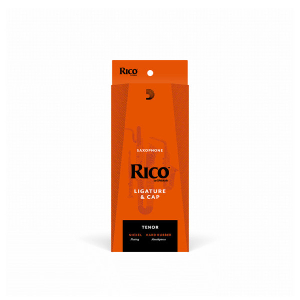Лігатура для саксофонів D'Addario Rico Ligature & Cap For Tenor Sax, Hard Rubber-Style Nickel-Plated (RTS1N)