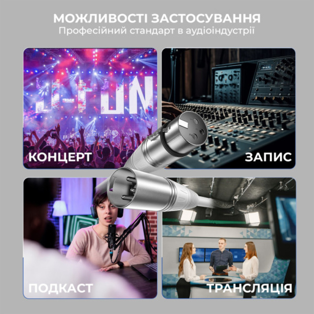 Мікрофонний кабель Fifine XLR Male to Female White 1.8 м (L9CW)