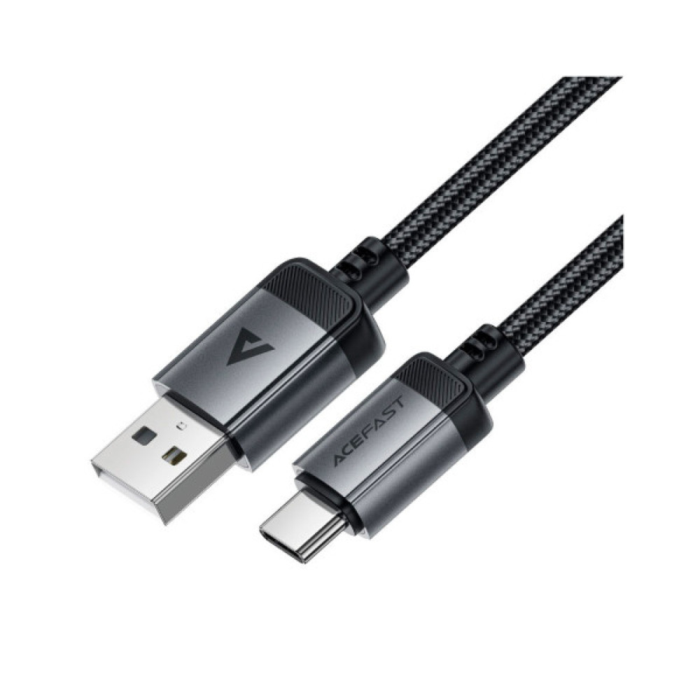 Дата кабель USB 2.0 AM to USB-C 1.2m 3.0A 18W aluminum alloy Black Acefast (6974316283782)