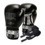 Боксерські рукавички Leone GN208 Iconic Black 16 унцій (бинти в комплекті) (GN208_Black_16oz)