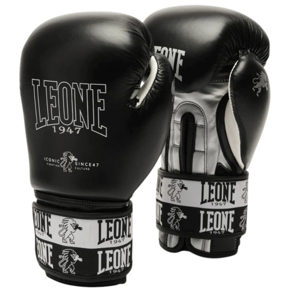 Боксерські рукавички Leone GN208 Iconic Black 16 унцій (бинти в комплекті) (GN208_Black_16oz)