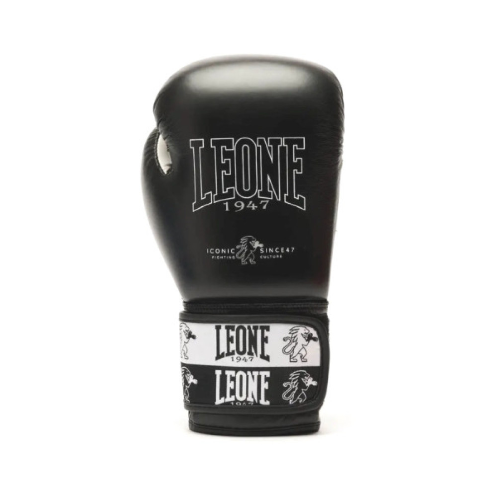 Боксерські рукавички Leone GN208 Iconic Black 16 унцій (бинти в комплекті) (GN208_Black_16oz)