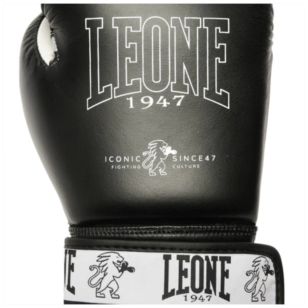 Боксерські рукавички Leone GN208 Iconic Black 16 унцій (бинти в комплекті) (GN208_Black_16oz)