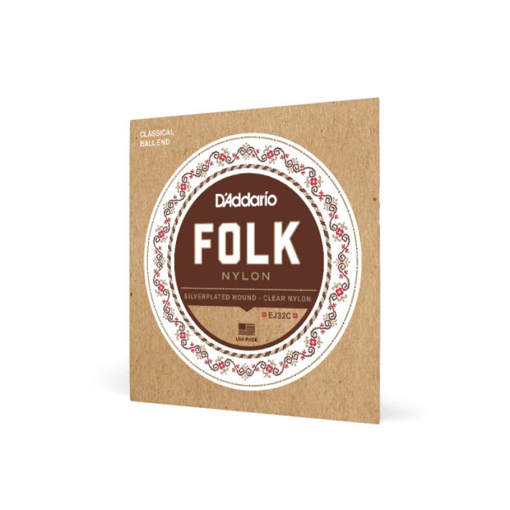Струни для гітари D'Addario Folk Nylon Ball End Silver Wound / Clear Treble (EJ32C)