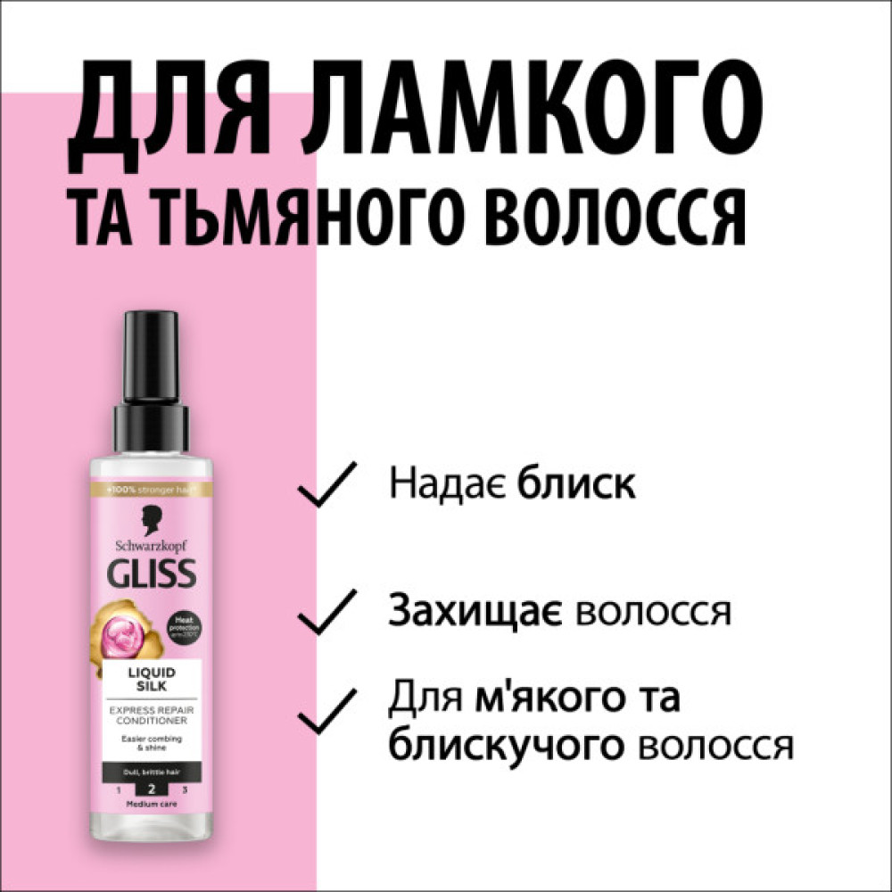 Кондиціонер для волосся Gliss експрес Liquid Silk 200 мл (9000100256087)