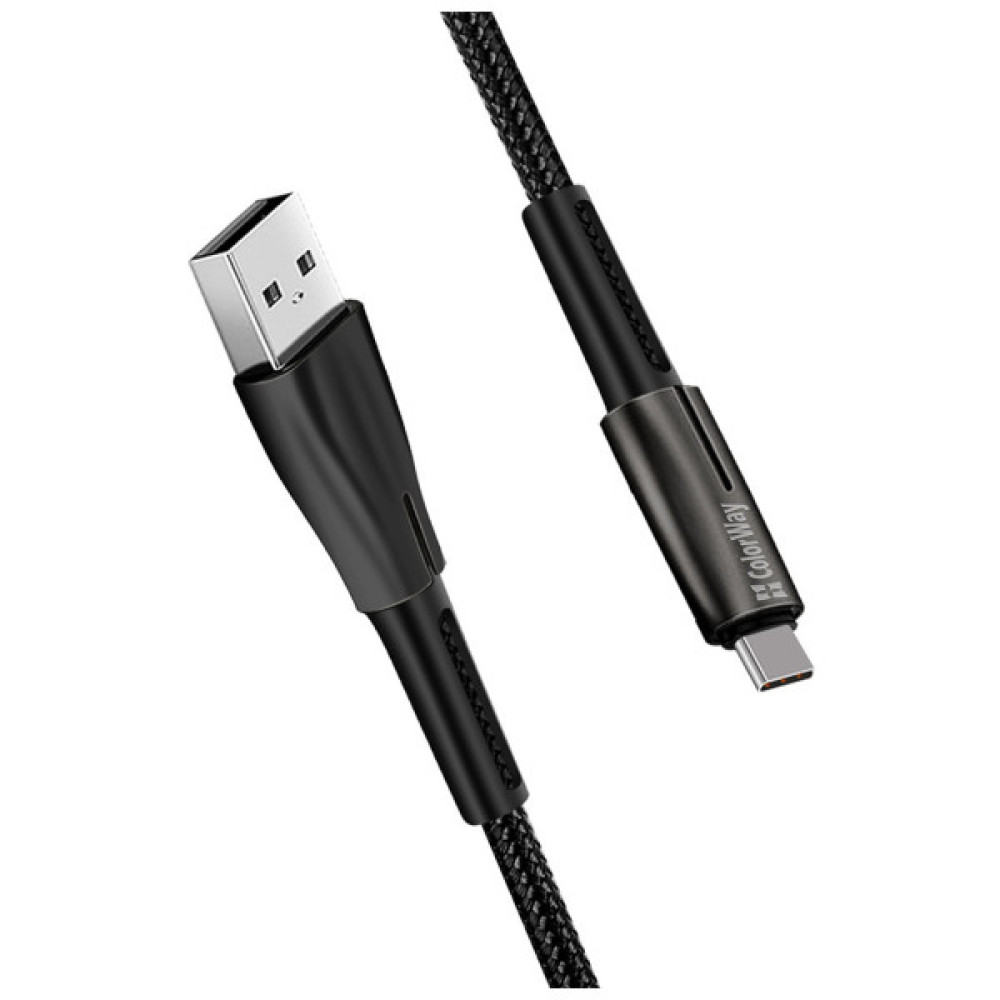 Дата кабель USB 2.0 AM to USB-C 1.0m zinc alloy + led black ColorWay (CW-CBUC035-BK)