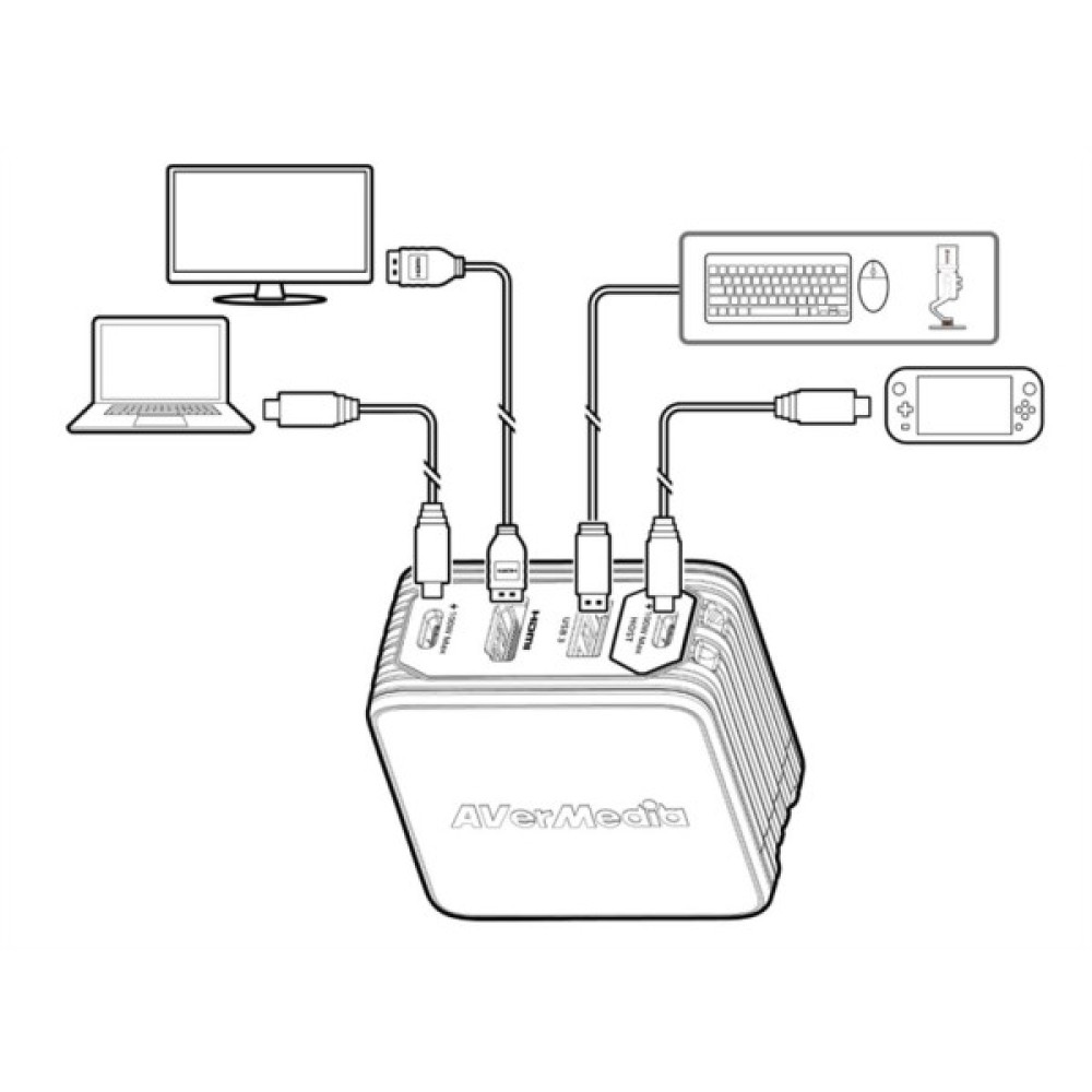 Зарядний пристрій AVerMedia GC313 CORE GO 100W 2хUSB-С 1хUSB-A 1xHDMI black (40AAGC313AWN)