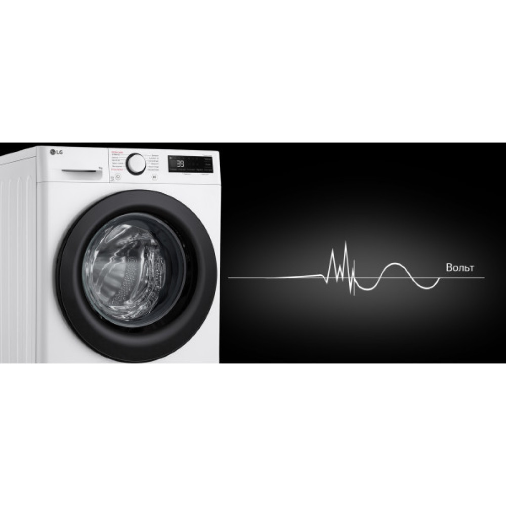 Пральна машина LG фронтальна, 9кг, 1200, A, 48см, дисплей, пара, інвертор, білий