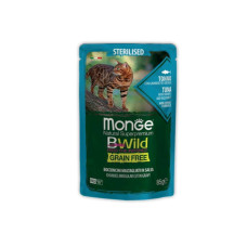 Вологий корм для кішок Monge BWild Cat Free Wet Sterilized тунець з креветками 85 г (8009470012799)