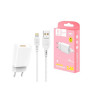 Зарядний пристрій Denmen 1xUSB 2.4A + cable USB to Lightning white (DC01L-WH)