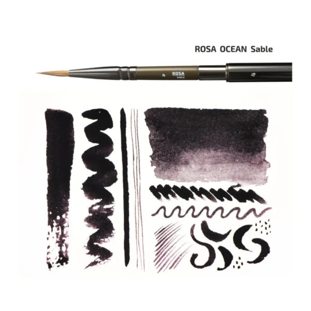 Пензлик для малювання Rosa Соболь круглий, TRAVEL BRUSH, OCEAN 168, № 4 (4823098516798)