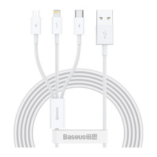 Дата кабель USB 2.0 AM to Lightning + Micro 5P + USB-C 1.5m 3.5A white Baseus (CAMLTYS-02) Дата кабель USB 2.0 AM to Lightning + Micro 5P + USB-C 1.5m 3.5A white Baseus (CAMLTYS-02)