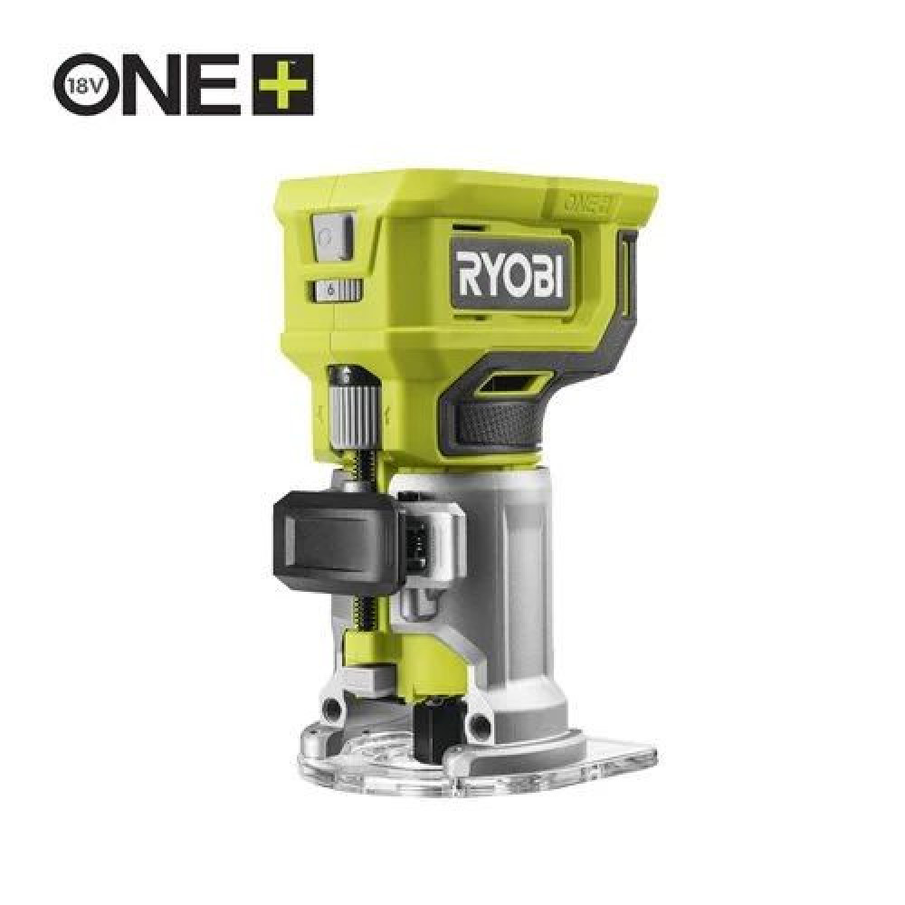 Фрезер кромковий акумуляторний Ryobi ONE+ RTR18-0 18В цанга 6 та 6.35мм 20000-30000об·хв мікрорегулювання LED підсвічування 1.2кг без АКБ та ЗП