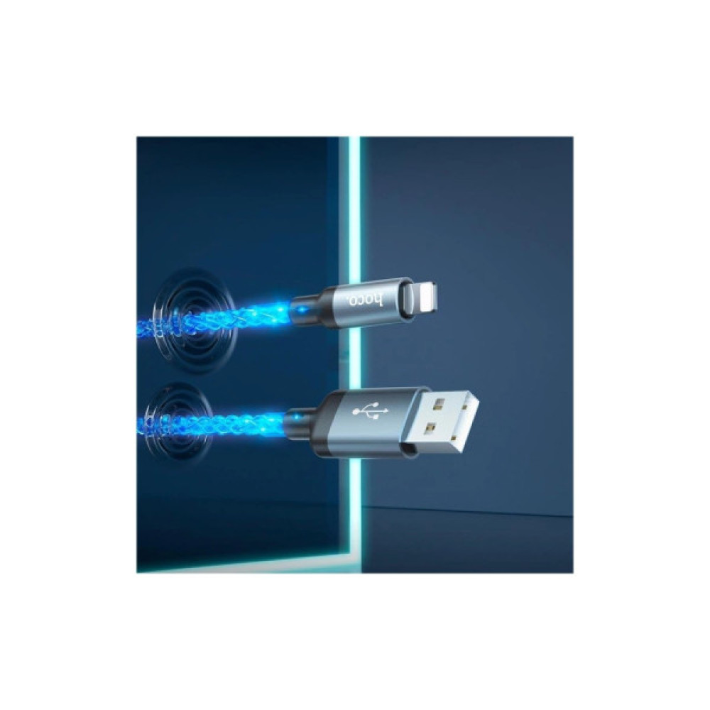 Дата кабель USB 2.0 AM to Lightning 1.0m U112 Shine gray HOCO (6931474788801)