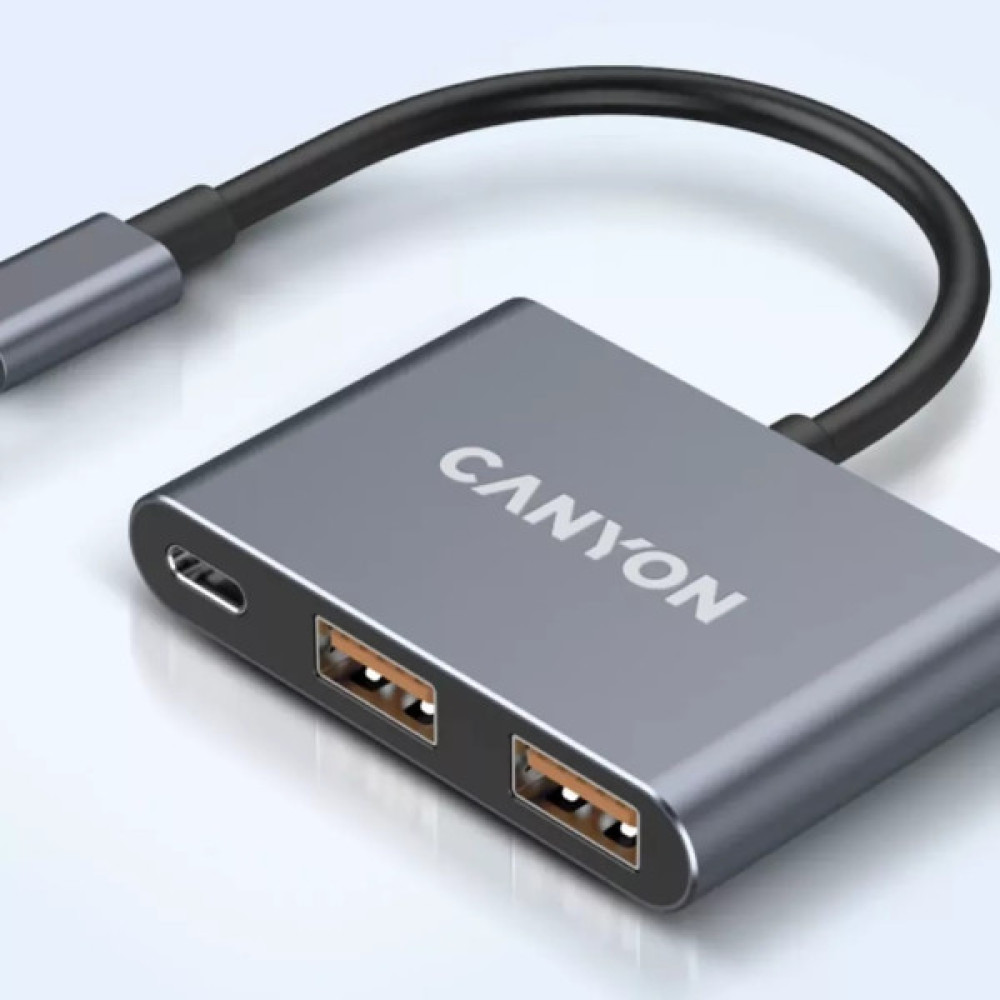 Концентратор Canyon hub DS-3 3in1 USB-C Dark Grey (CNS-TDS3)