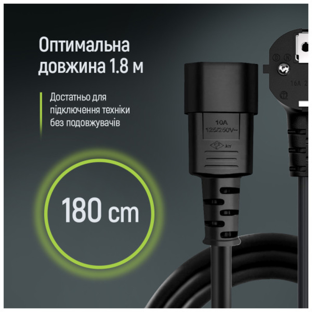 Кабель живлення C13 1.8m black ColorWay (CW-CBP082-BK)