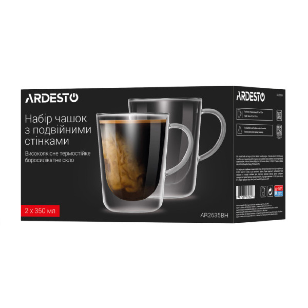 Набір чашок ARDESTO BH 350 мл 2 шт прозорий (AR2635BH)
