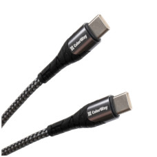 Дата кабель USB-C to USB-C 1.0m PD Fast Charging 65W 3А grey ColorWay (CW-CBPDCC040-GR)