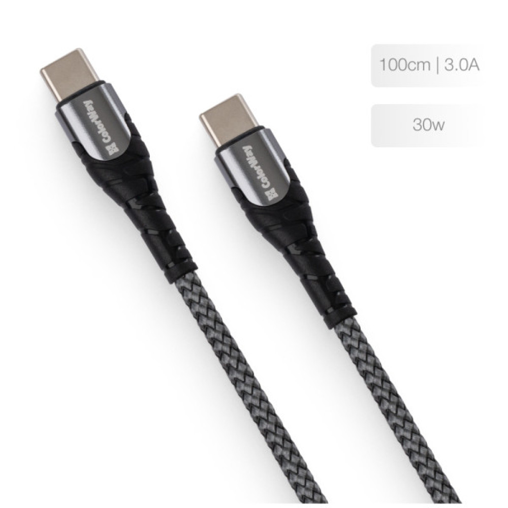 Дата кабель USB-C to USB-C 1.0m PD Fast Charging 65W 3А grey ColorWay (CW-CBPDCC040-GR)