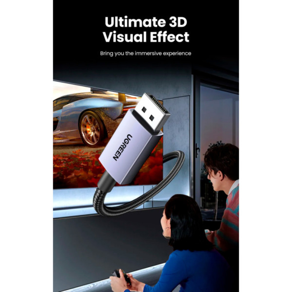 Кабель мультимедійний DisplayPort M to DisplayPort M 1.0m 16K DP118 black UGREEN (15383)