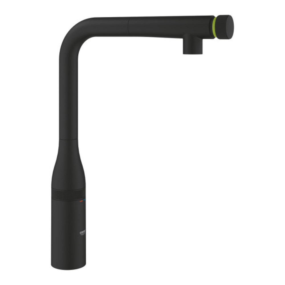 Змішувач для кухні Grohe Accent Smart Control, довж.виливу - 199мм, поворотний, витяжний, вентиль + кнопка, фантомний чорний