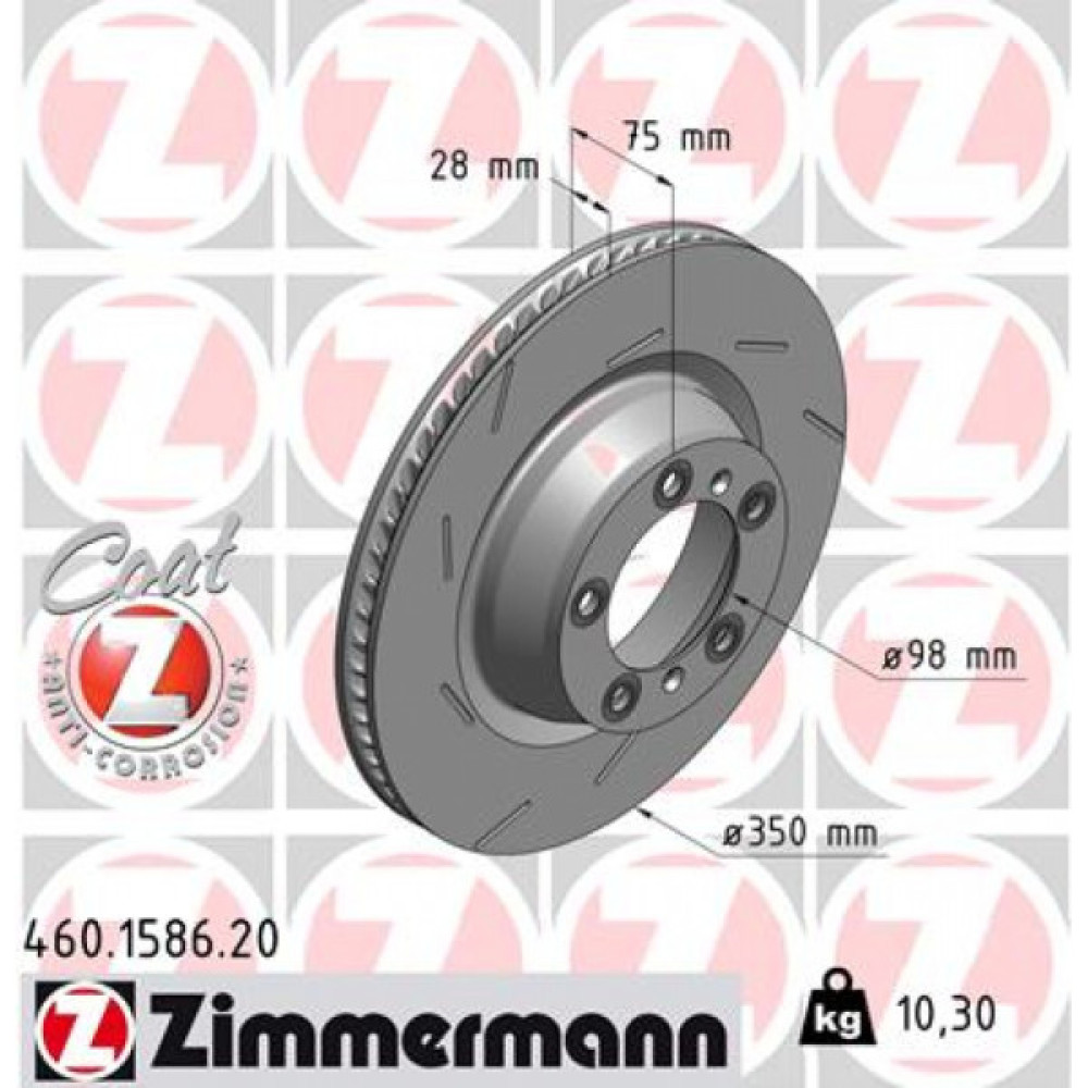 Гальмівний диск ZIMMERMANN 460.1586.20 Гальмівний диск ZIMMERMANN 460.1586.20