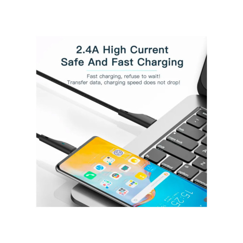 Дата кабель USB 2.0 AM to Micro 5P 1.0m 3A black Essager (EXCM-LS01)