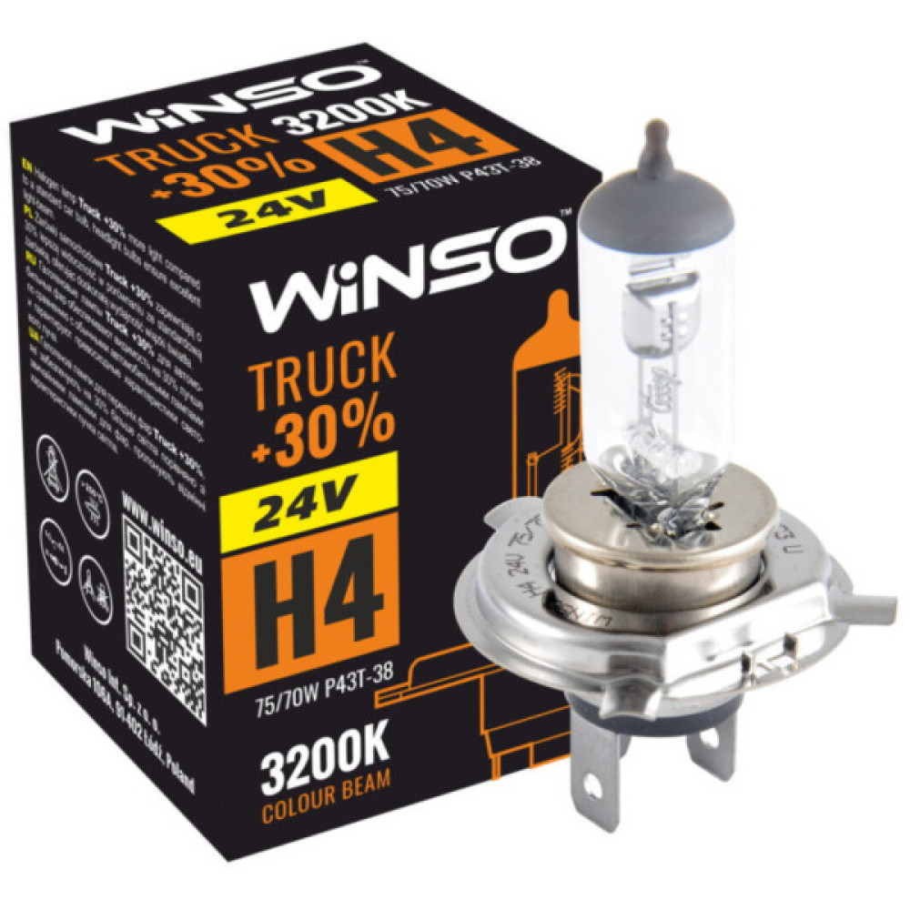Автолампа WINSO H4 TRUCK +30 75/70W (724400)