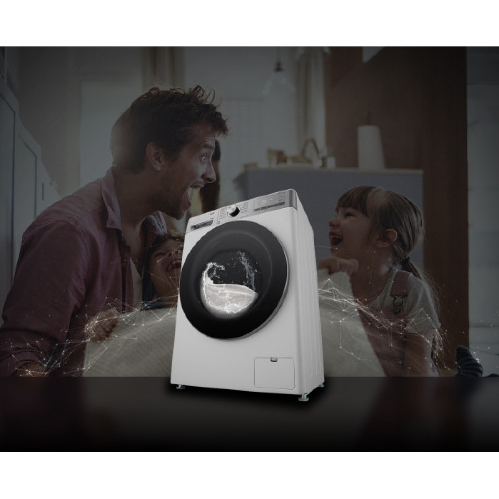 Прально-сушильна машина LG фронтальна, 9(5)кг, 1200, А, 48см, дисплей, пара, інвертор, EcoHybrid, білий