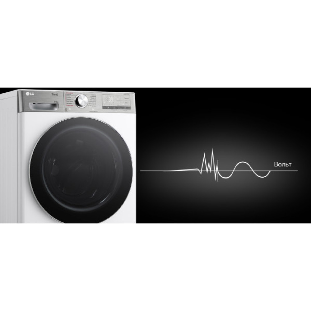 Прально-сушильна машина LG фронтальна, 9(5)кг, 1200, А, 48см, дисплей, пара, інвертор, EcoHybrid, білий