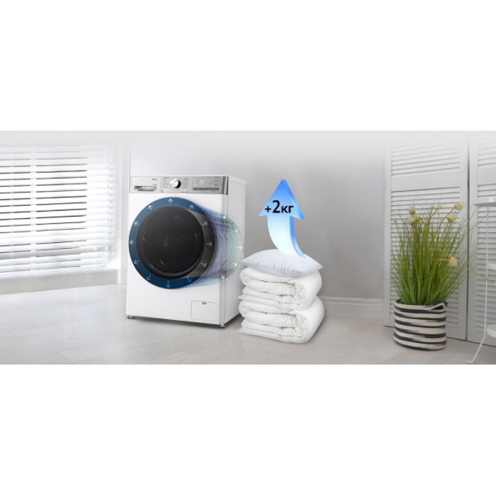 Прально-сушильна машина LG фронтальна, 9(5)кг, 1200, А, 48см, дисплей, пара, інвертор, EcoHybrid, білий