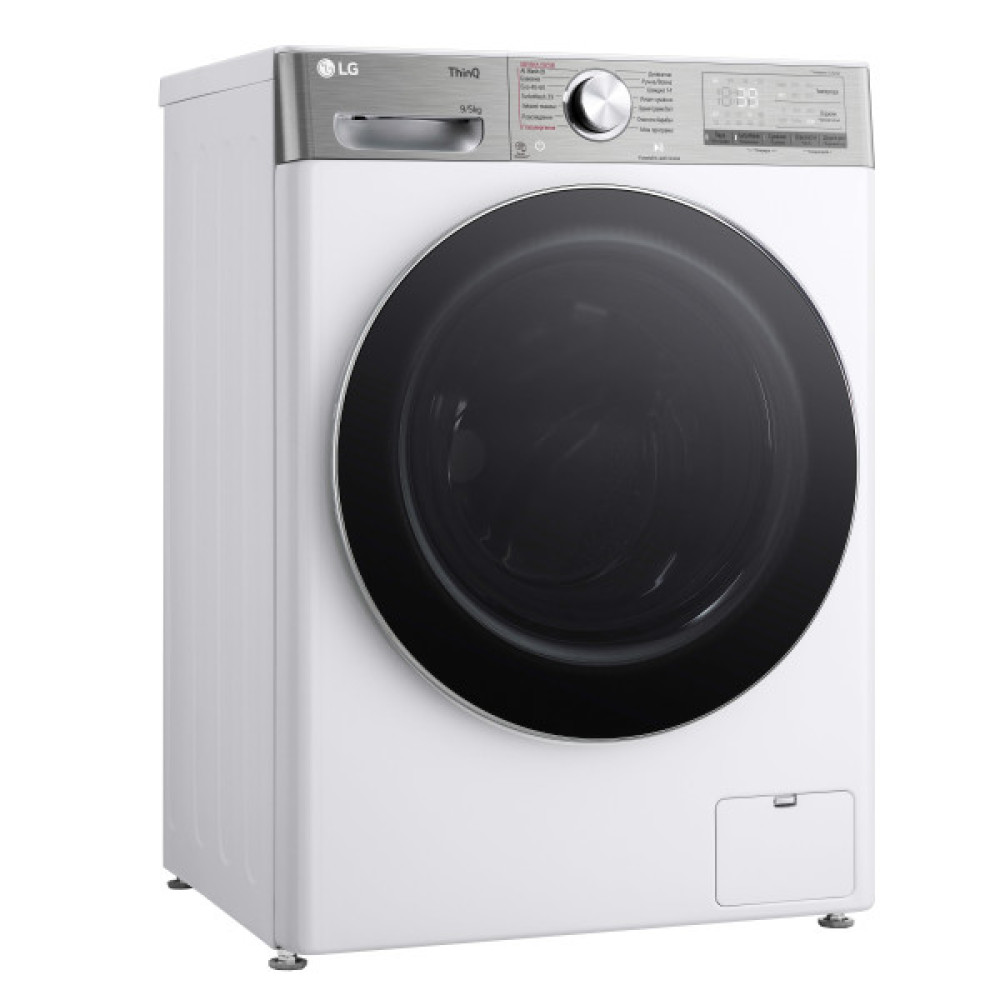 Прально-сушильна машина LG фронтальна, 9(5)кг, 1200, А, 48см, дисплей, пара, інвертор, EcoHybrid, білий