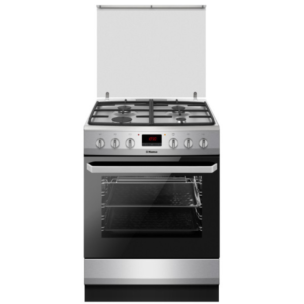 Плита Hansa комбінована, 65л, 60x60см, дисплей, конвекція, чавун, нерж