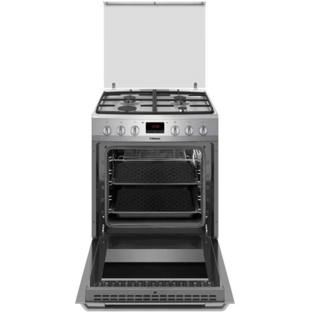 Плита Hansa комбінована, 65л, 60x60см, дисплей, конвекція, чавун, нерж